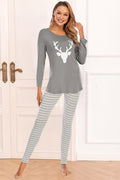 Graphic Round Neck Top and Striped Pants Set by Wild and Free Boutique
