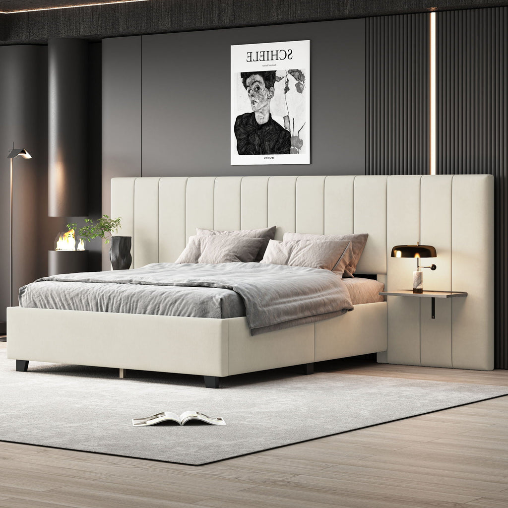 Upholstered Platform Bed With Big Headboard by Unique Piece Furniture