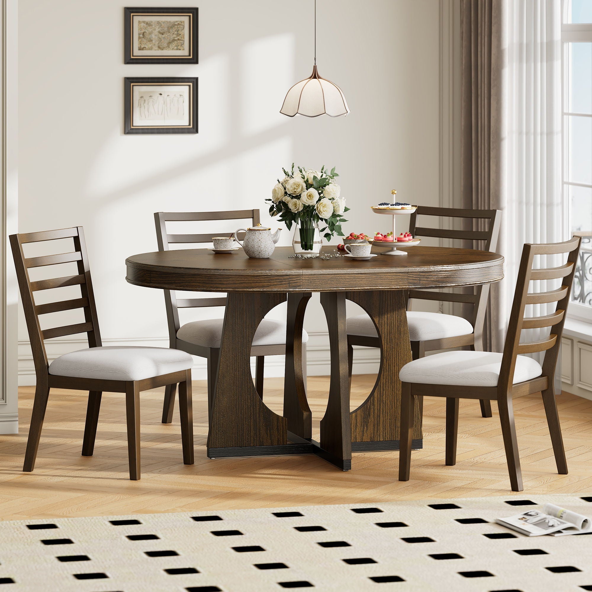 Round Dining Table Set For 4 With Chairs by Unique Piece Furniture