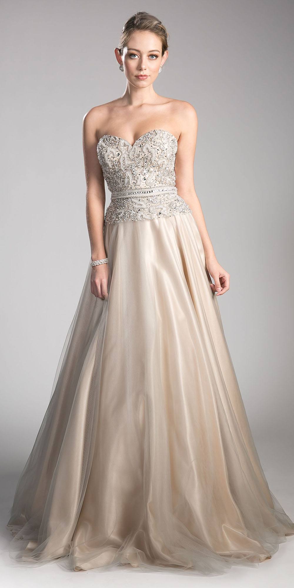 Cinderella Divine CE0004 Bead Embellished Gown Strapless by DiscountDressShop