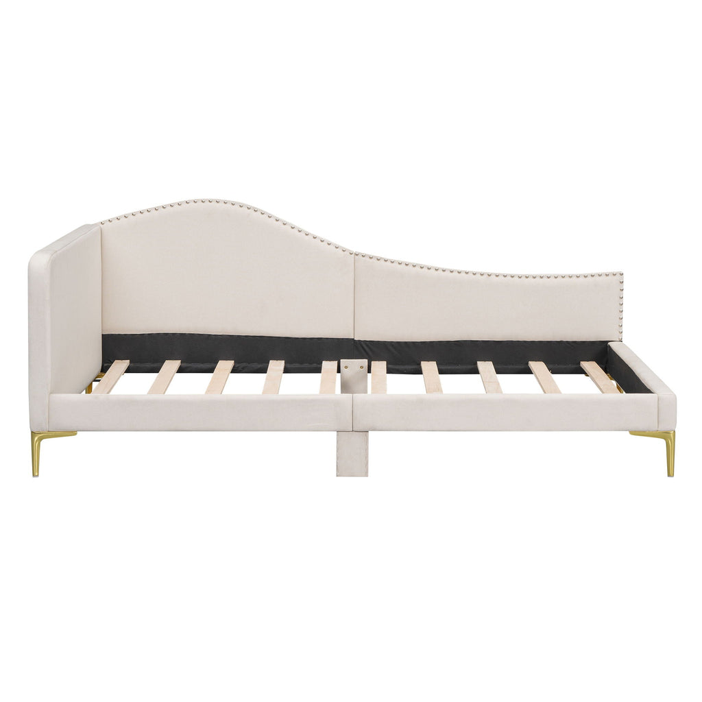 Upholstered Daybed With Headboard And Armrest, Support Legs by Unique Piece Furniture