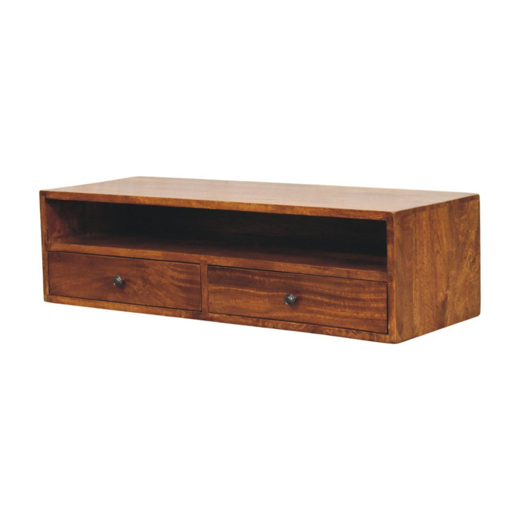 Lunar - 2 Drawer Wall Mounted Media Unit - Brown by Unique Piece Furniture