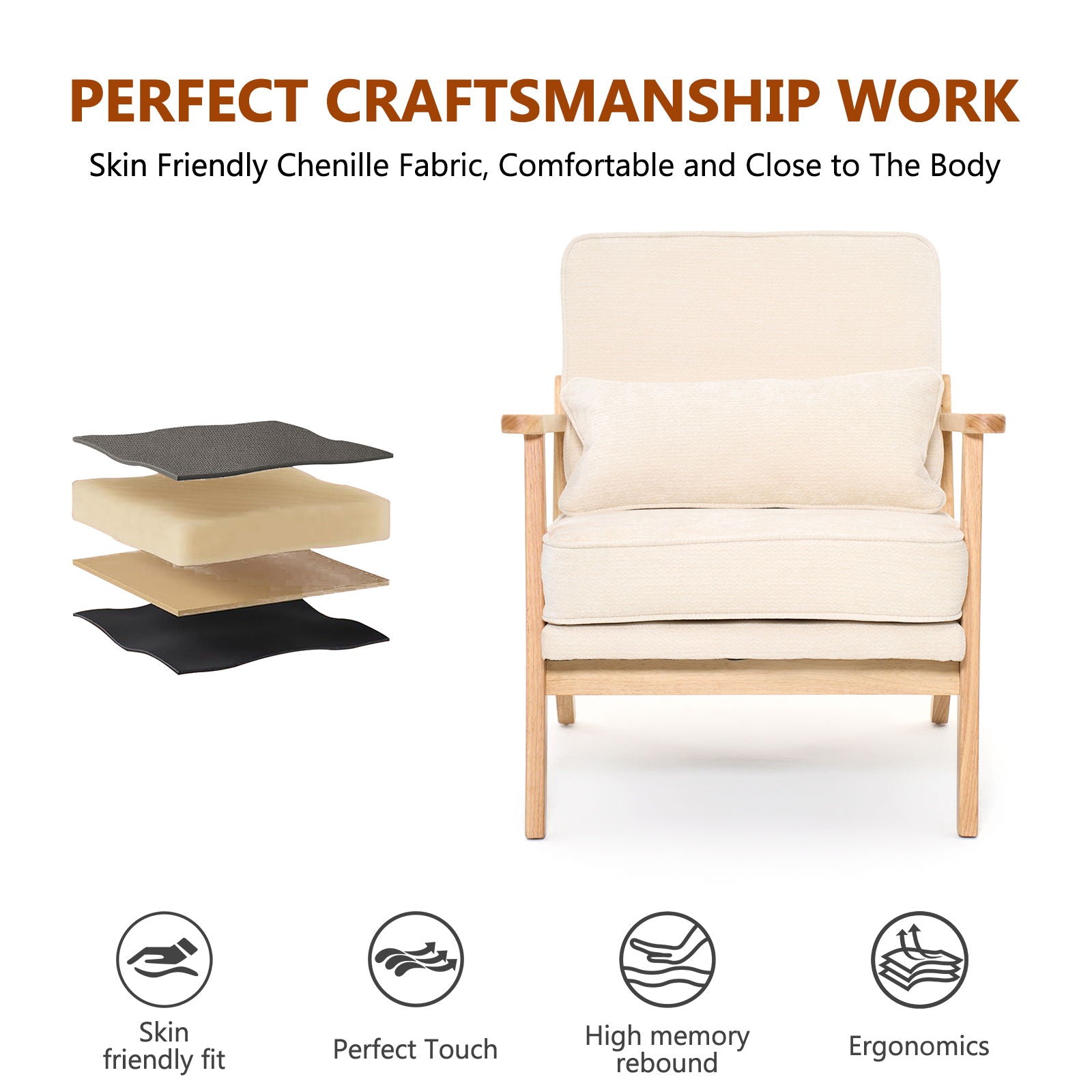 Living Room Chair With Lumbar Pillow by Unique Piece Furniture