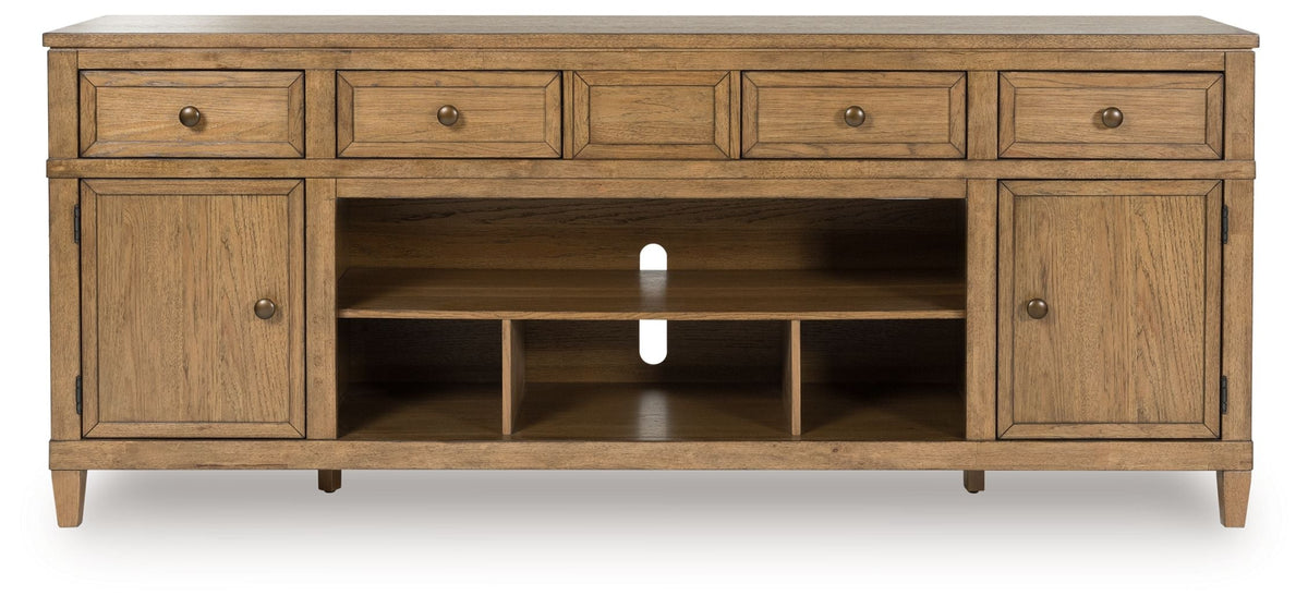 Sharlance - XL TV Stand With Fireplace Option - Light Brown by Unique Piece Furniture