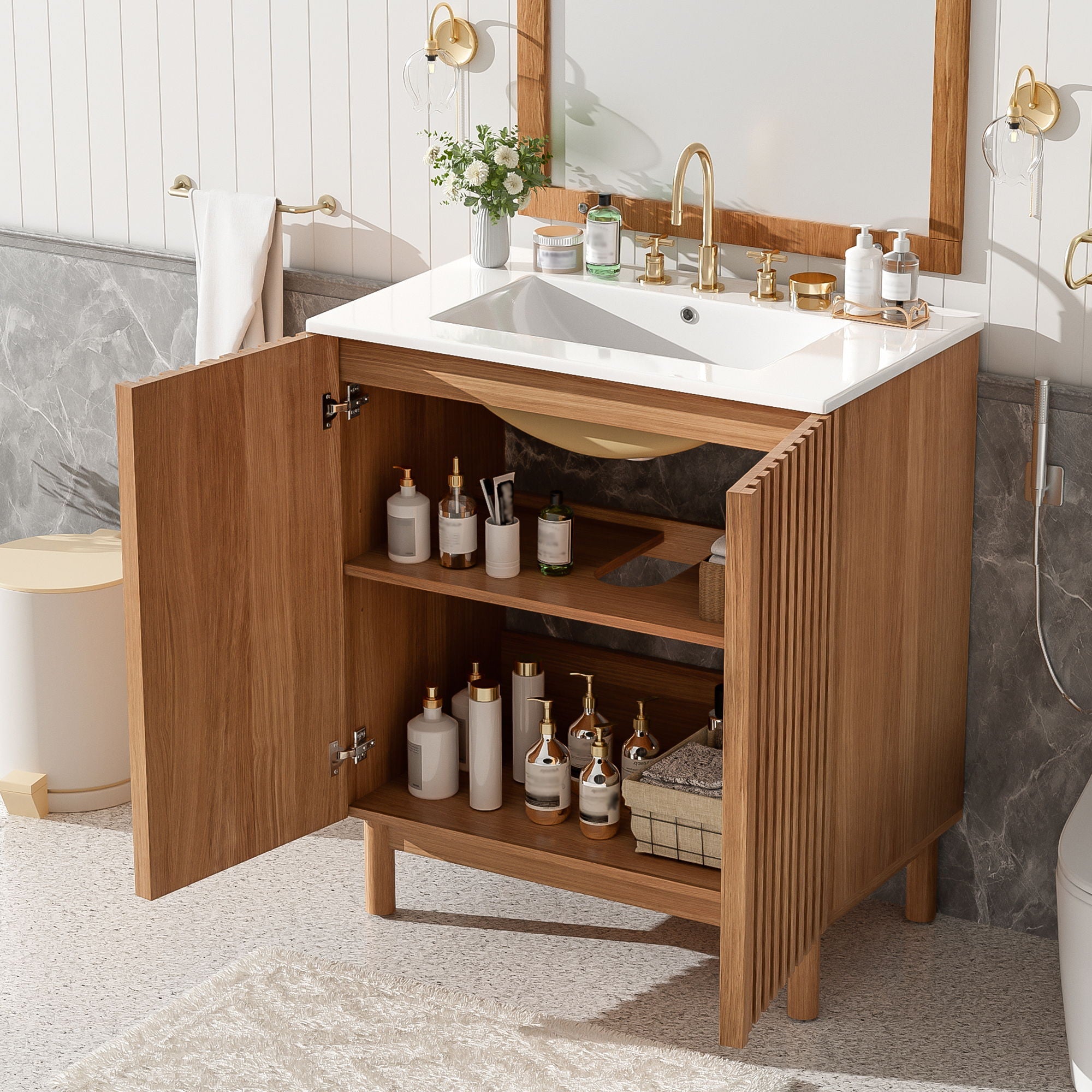 Traditional Bathroom Vanity With Ceramic Sink by Unique Piece Furniture
