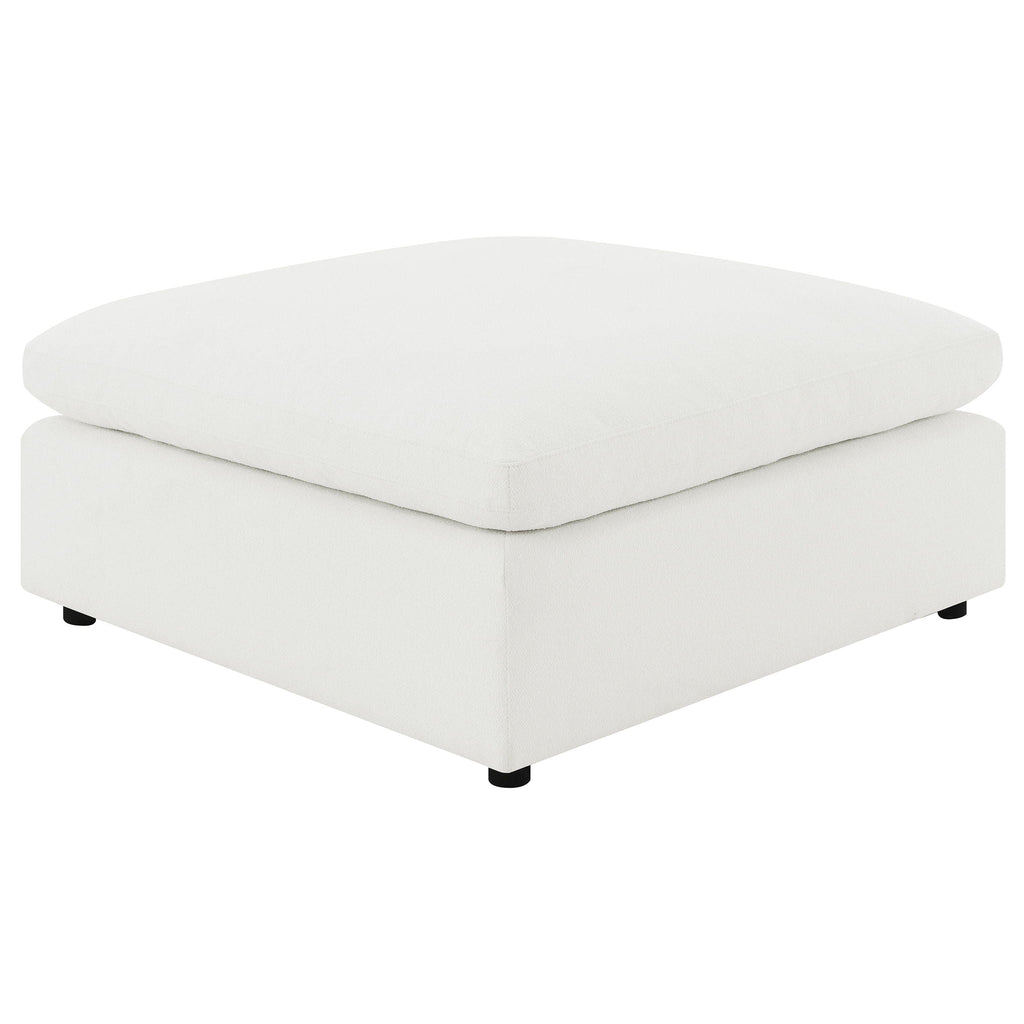 Raleigh Boucle Upholstered Ottoman Ivory by Unique Piece Furniture