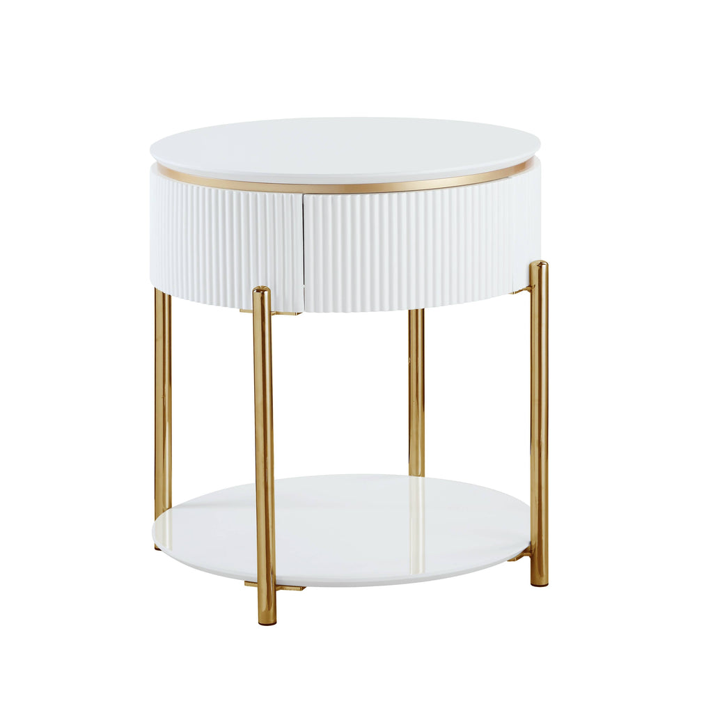 Daveigh - High Gloss End Table - Gold / White by Unique Piece Furniture