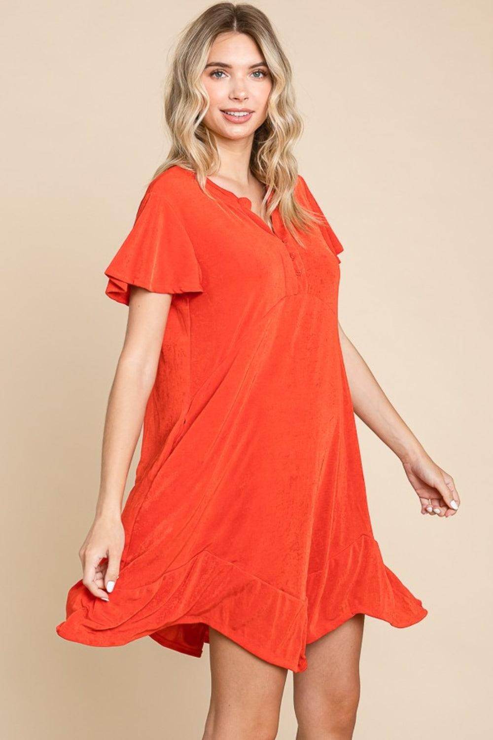 Culture Code Full Size Short Sleeve Ruffled Hem Dress by Selvanelle