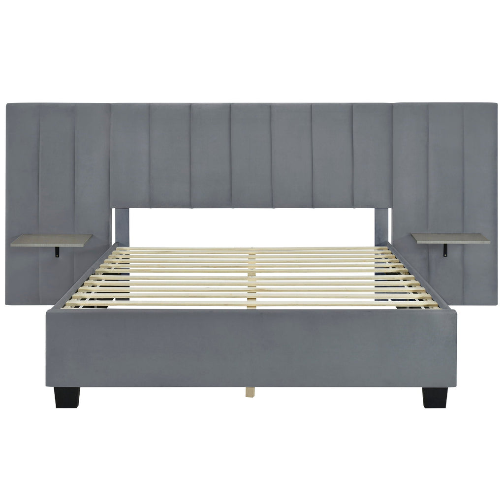 Upholstered Platform Bed With Big Headboard by Unique Piece Furniture