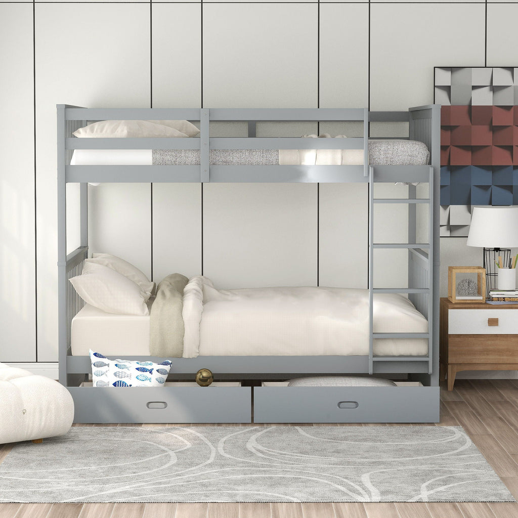 Bunk Bed With Ladders And 2 Storage Drawers by Unique Piece Furniture