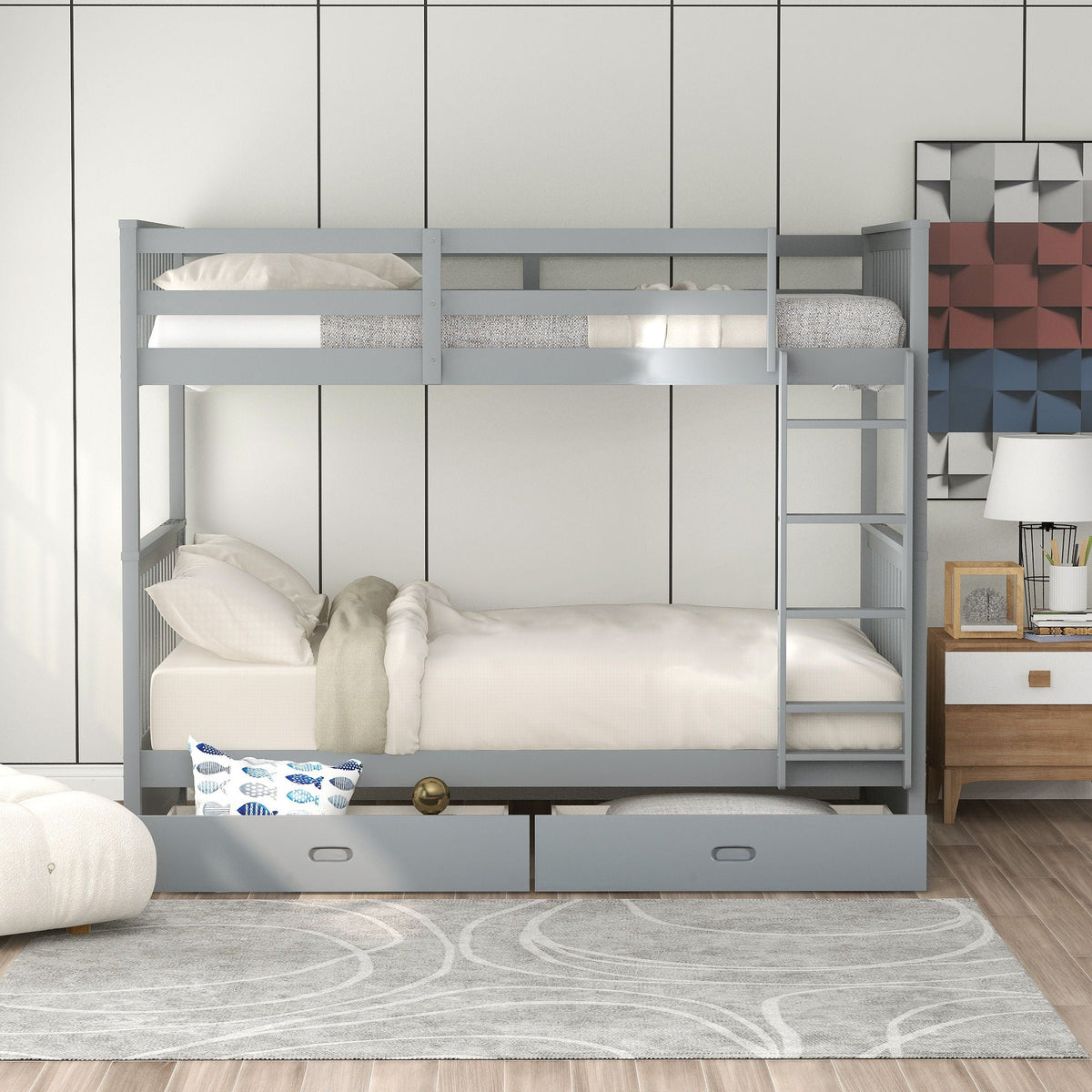 Bunk Bed With Ladders And 2 Storage Drawers by Unique Piece Furniture