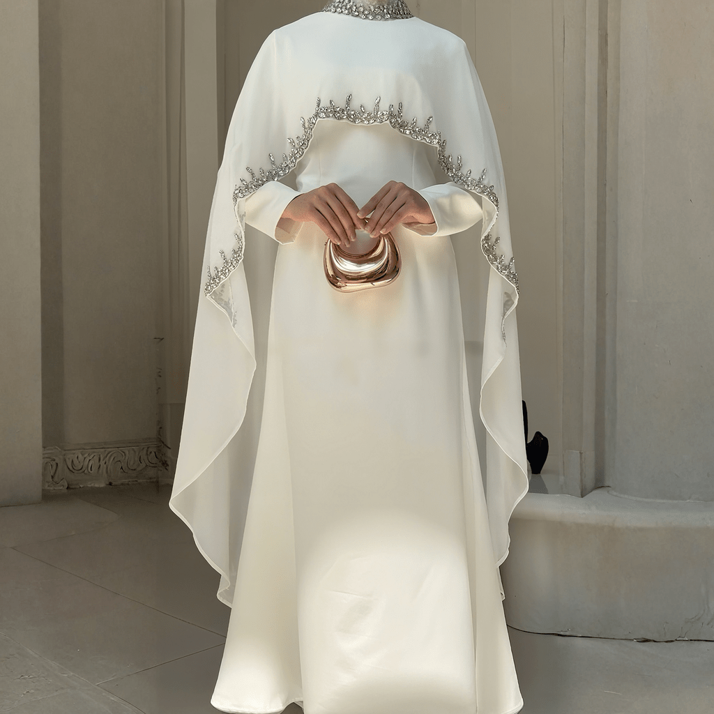 Celestial Rhinestone Cape Abaya | Luxury 2-Piece Set (MA251) by Mariam's Collection