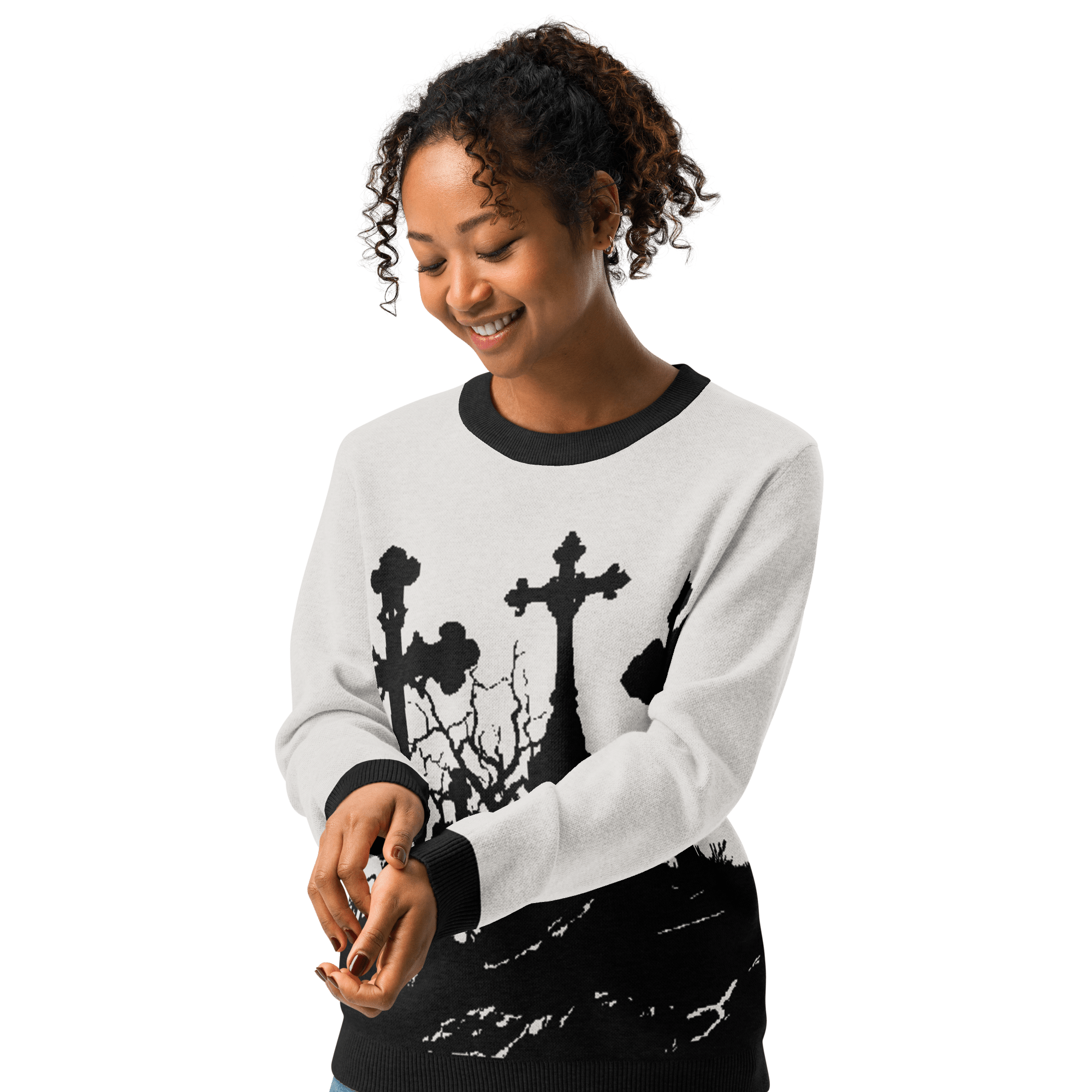 Cemetery Ash Knit Crew Neck Sweater by Goth Cloth Co.