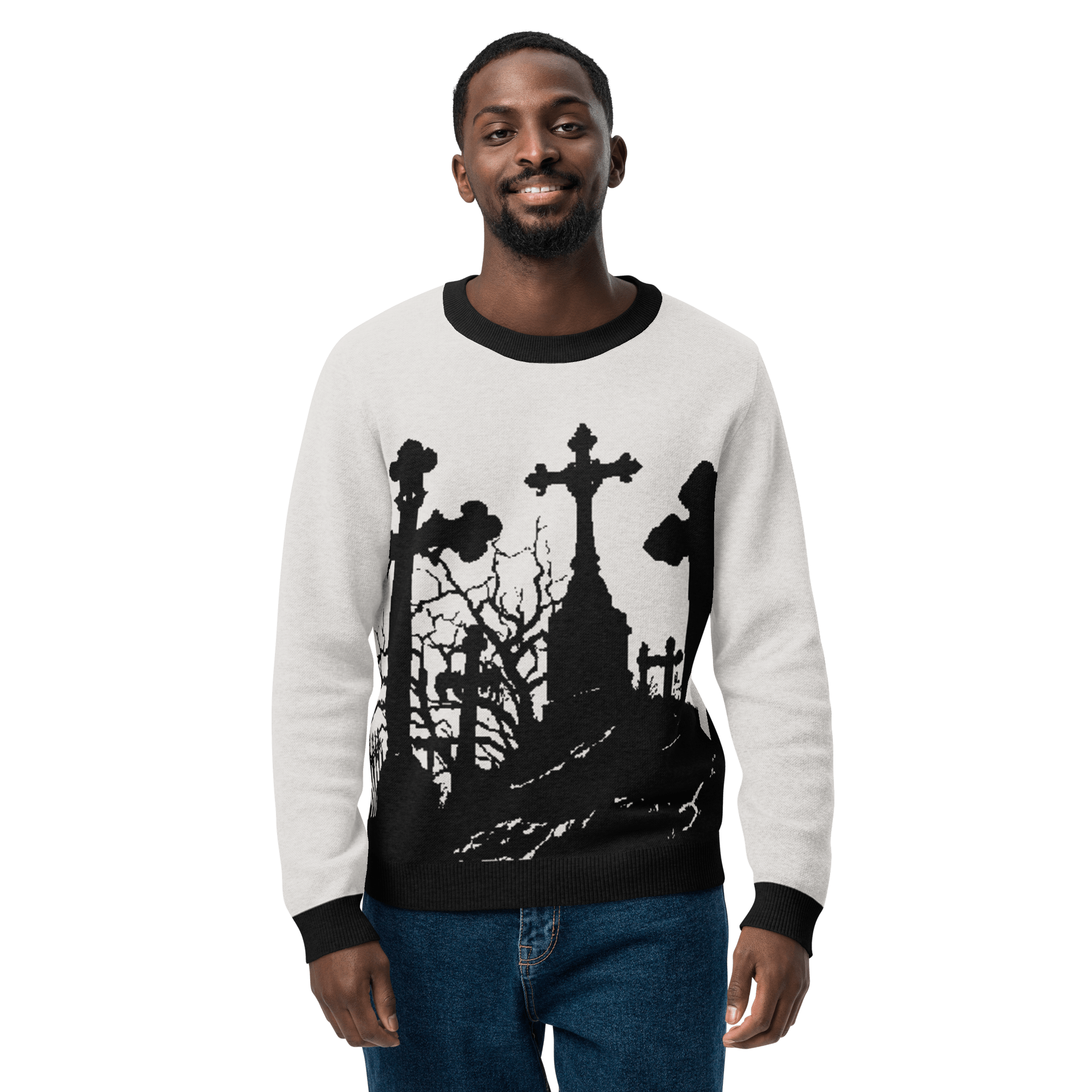 Cemetery Ash Knit Crew Neck Sweater by Goth Cloth Co.