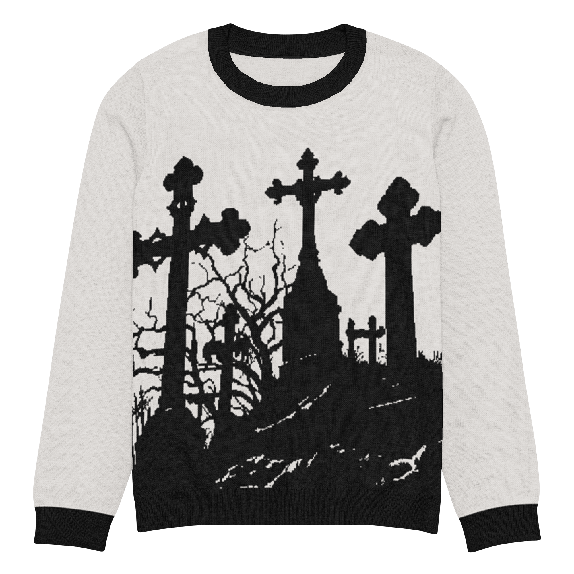 Cemetery Ash Knit Crew Neck Sweater by Goth Cloth Co.