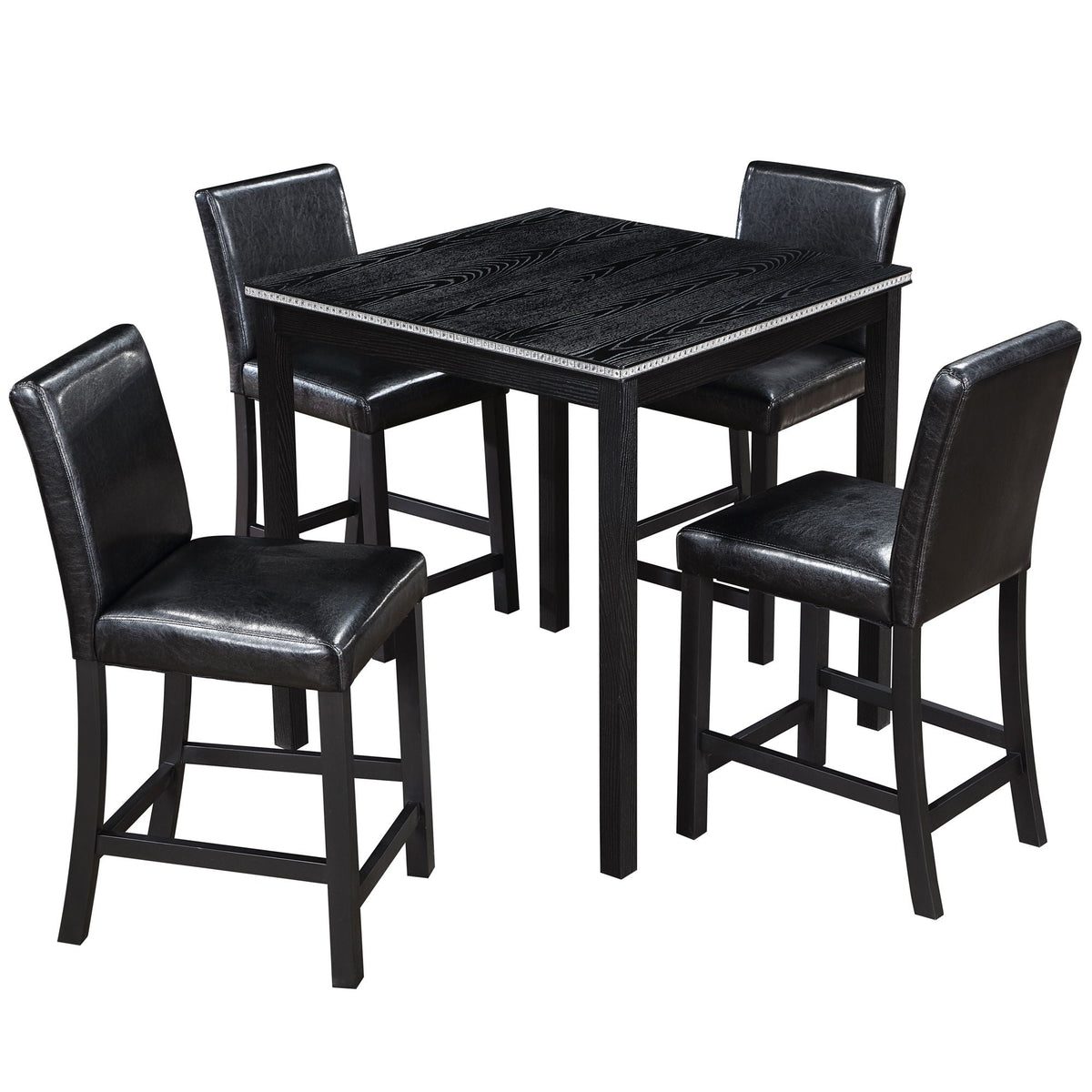 5 Pieces Counter Height Table Set, Kitchen Table With Square Table And 4 Upholstered Chairs by Unique Piece Furniture