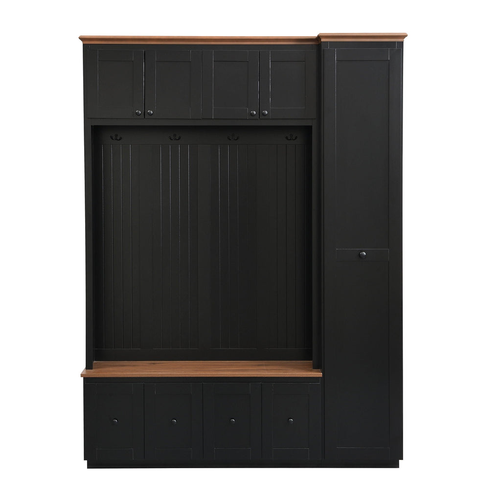 Entryway Hall Tree With Storage Bench, Coat Rack Shoe Bench With Cabinets by Unique Piece Furniture