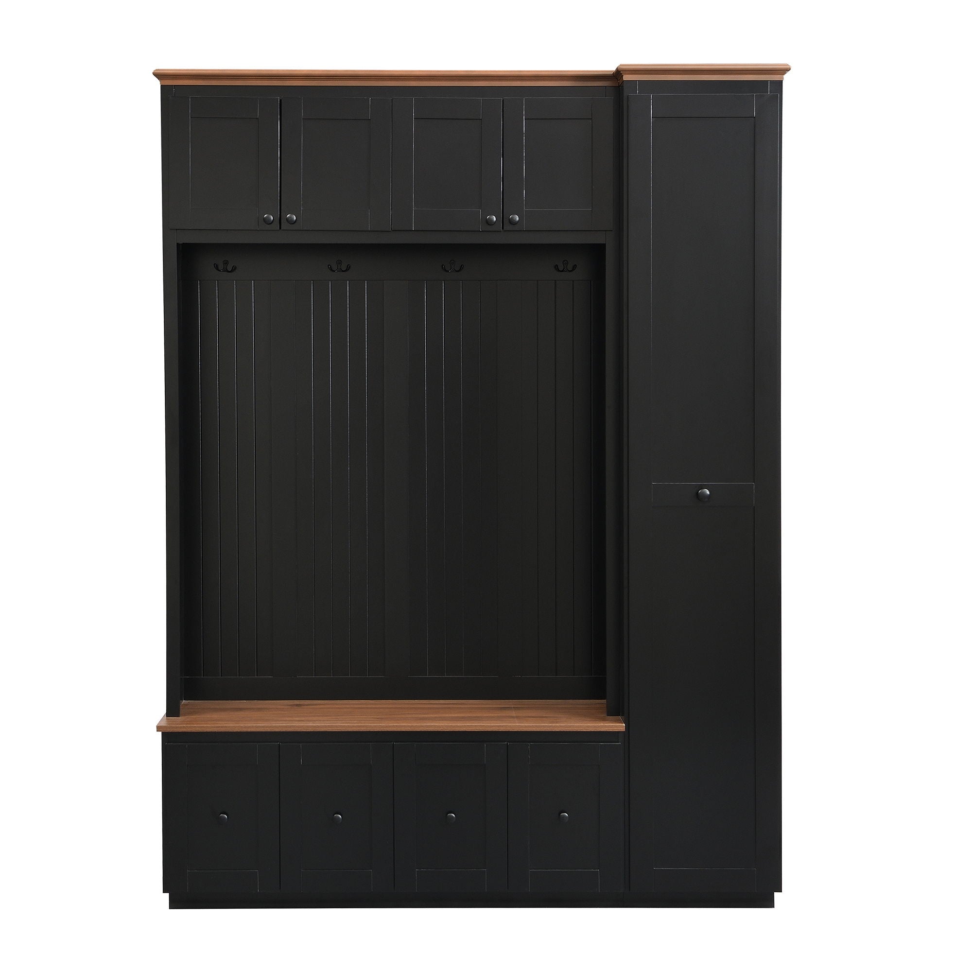 Entryway Hall Tree With Storage Bench, Coat Rack Shoe Bench With Cabinets by Unique Piece Furniture
