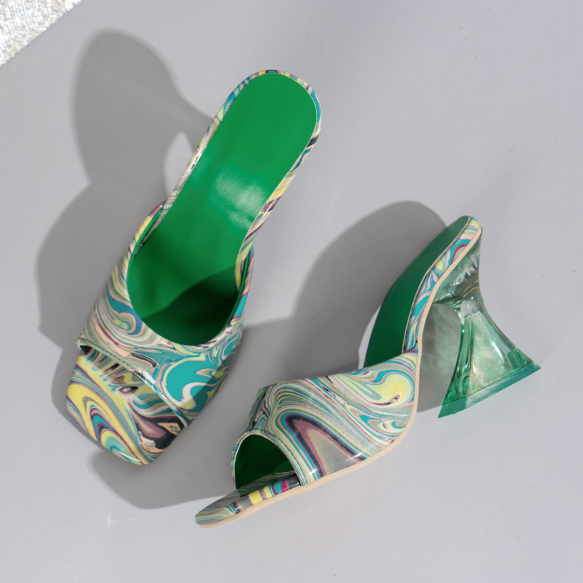 Contrast Peep Toe Mid Heels Sandals by Wild and Free Boutique