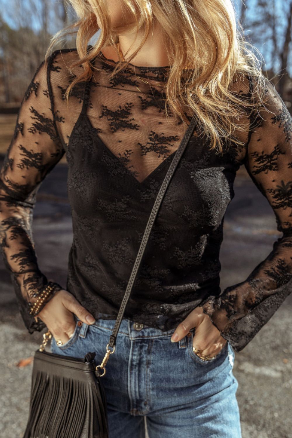 Surplice Cami and Lace Long Sleeve Cover Up Set by Wild and Free Boutique