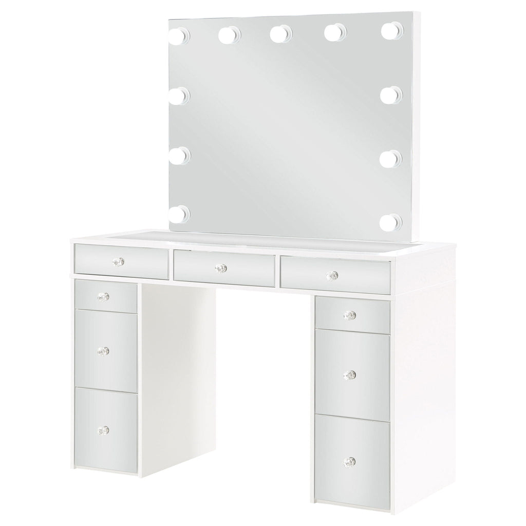Regina Makeup Vanity Table Set with Lighting White by Unique Piece Furniture