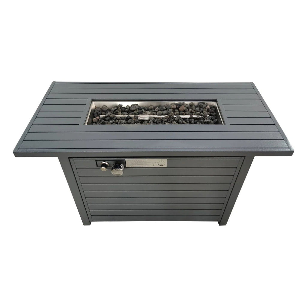 Outdoor Gas Fire Pit Table With Durable Construction And Lid - Gray by Unique Piece Furniture