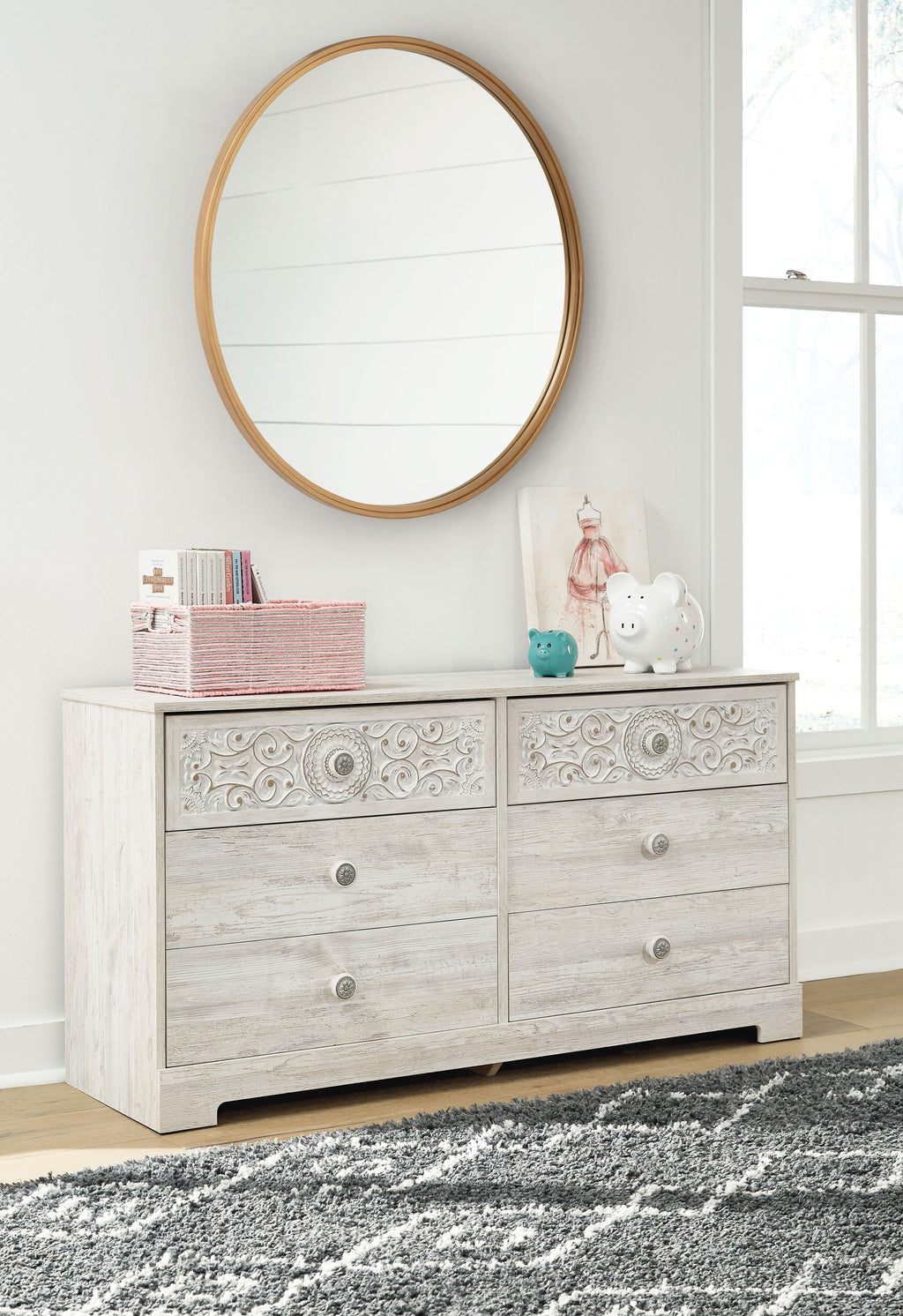 Paxberry - Six Drawer Dresser - Weatherworn - Whitewash by Unique Piece Furniture