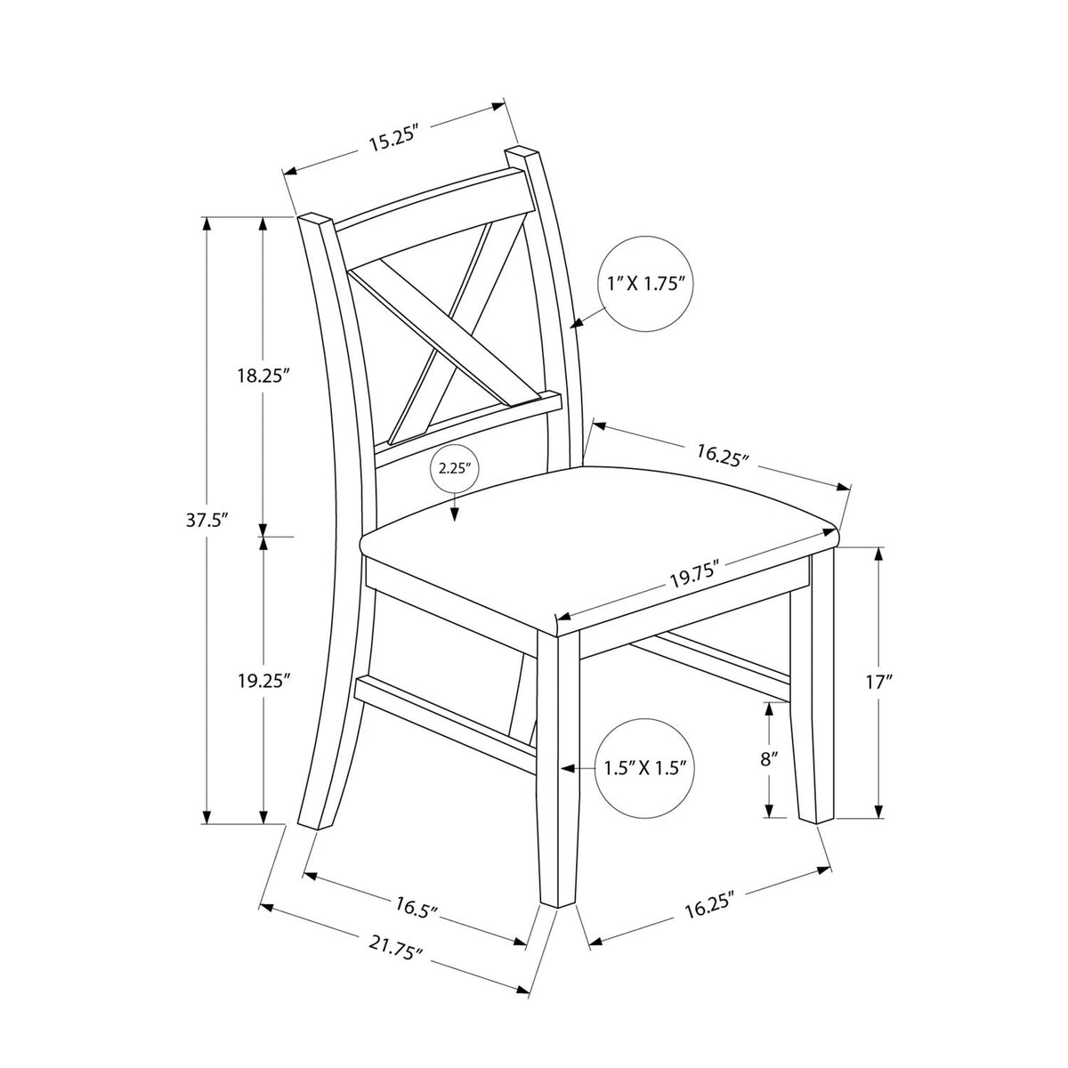 Dining Chair Side, Upholstered For Dining Room, Transitional (Set of 2) by Unique Piece Furniture