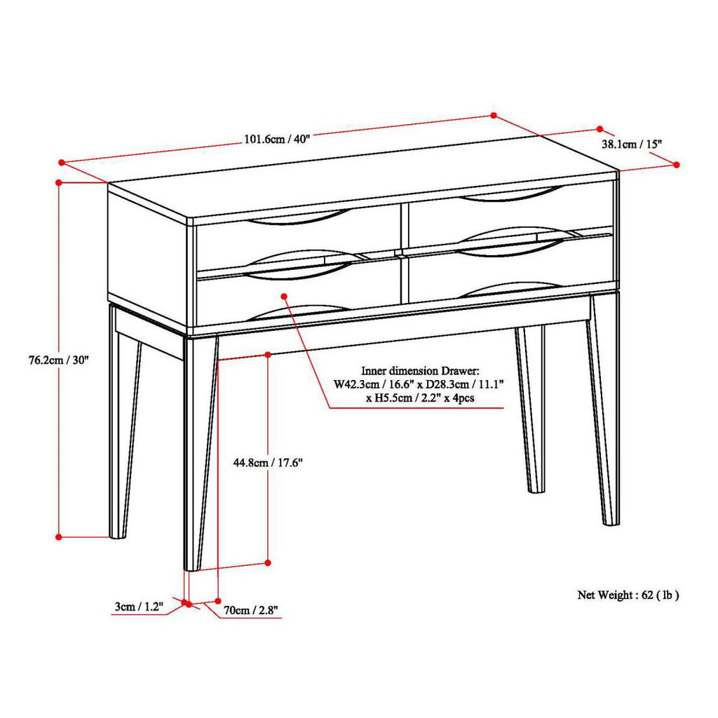 Harper - Hallway Console Table - Walnut Brown by Unique Piece Furniture