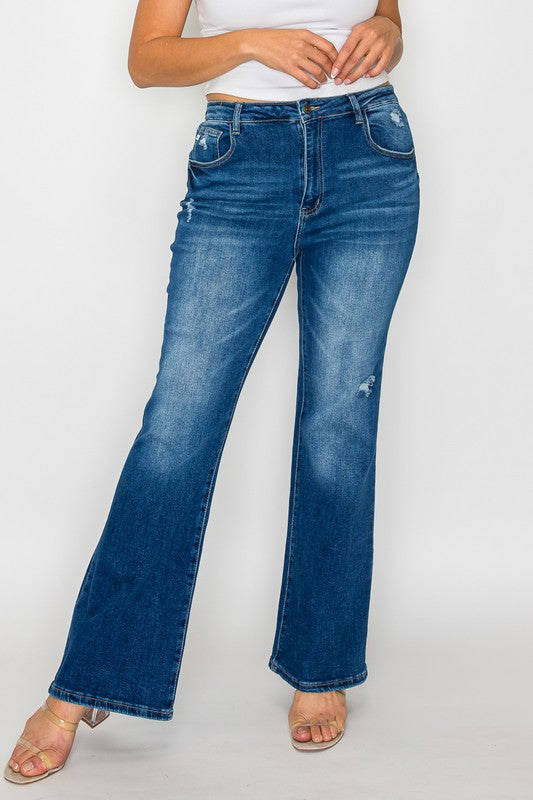 bytos Full Size High Rise Bootcut Jeans with Pockets by Wild and Free Boutique