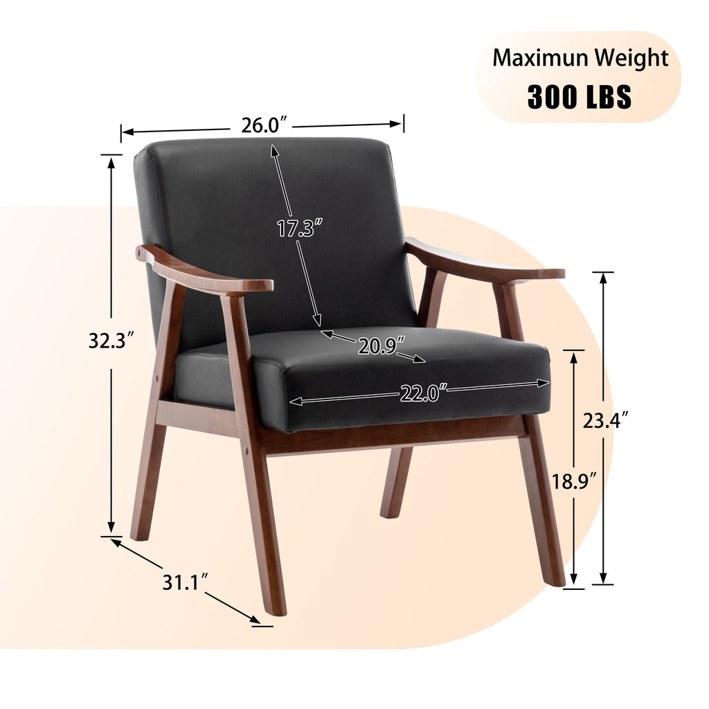 Mid Century Modern Accent Chair With Solid Wood Frame And Extra Thick Backrest by Unique Piece Furniture
