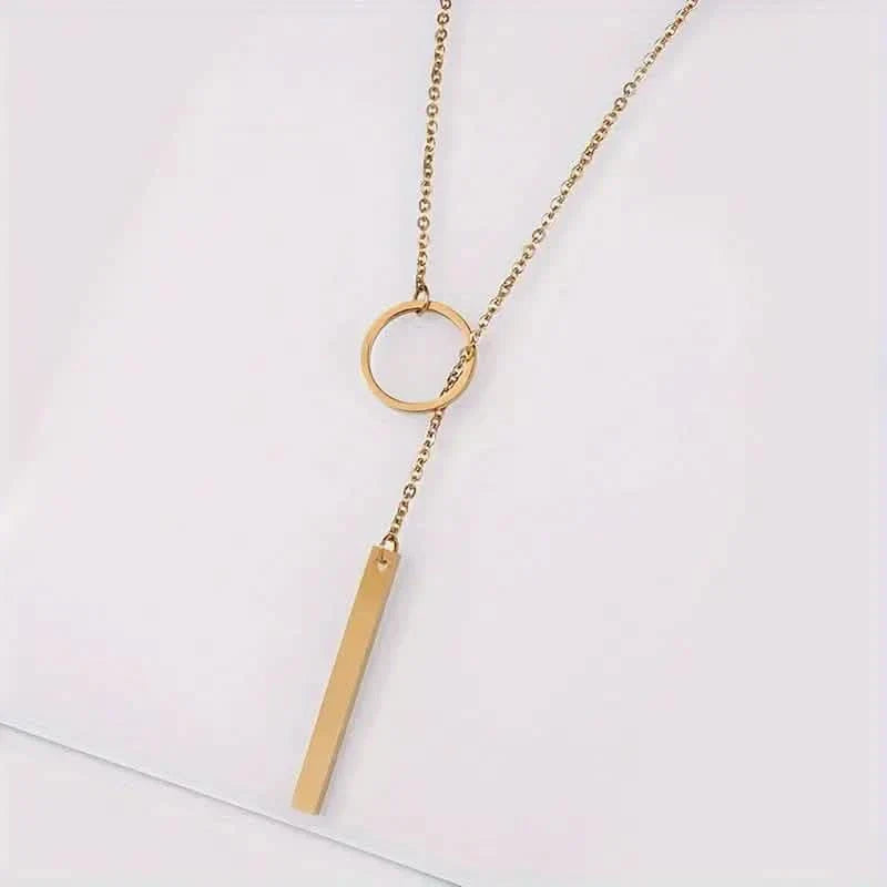 Chic Ethnic-Inspired Alloy Circle & Rod Pendant Necklace by DailySale