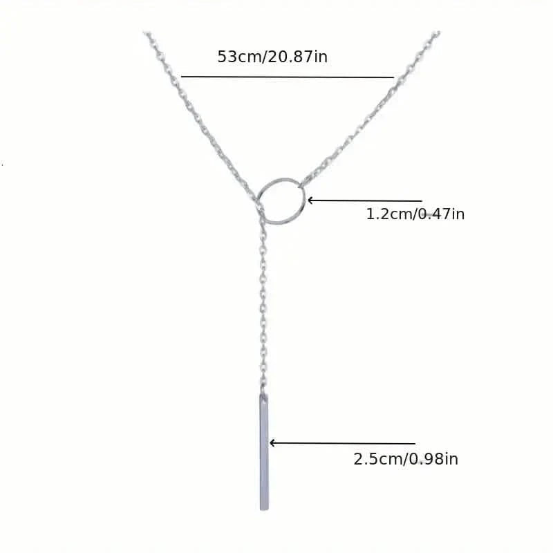 Chic Ethnic-Inspired Alloy Circle & Rod Pendant Necklace by DailySale