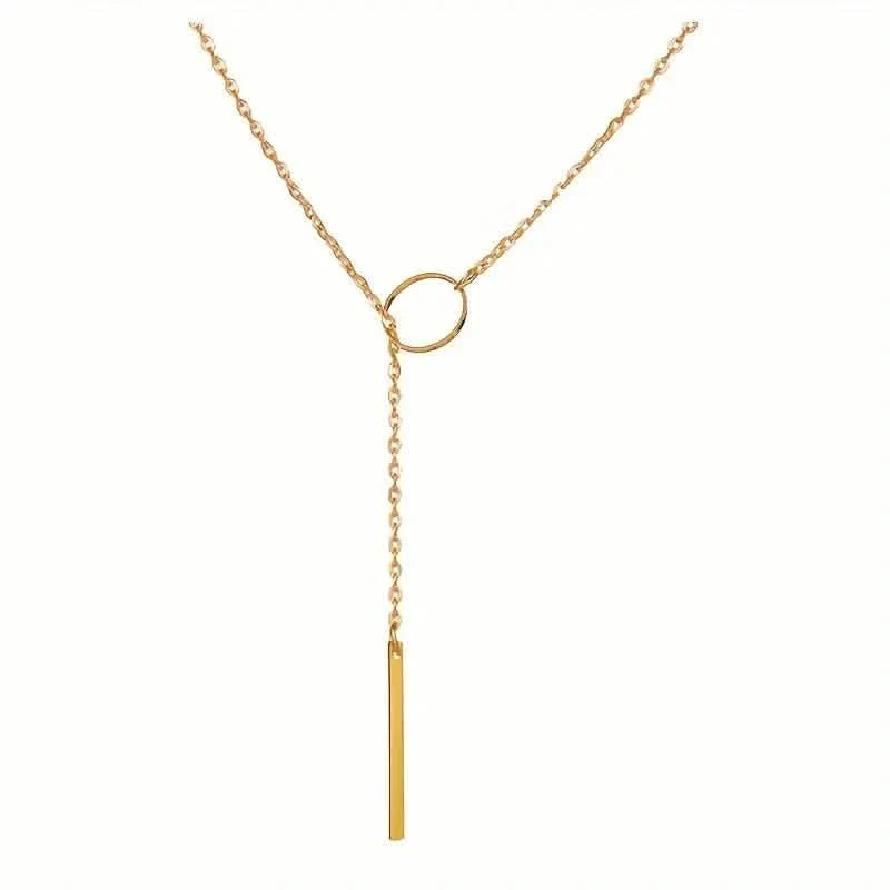 Chic Ethnic-Inspired Alloy Circle & Rod Pendant Necklace by DailySale