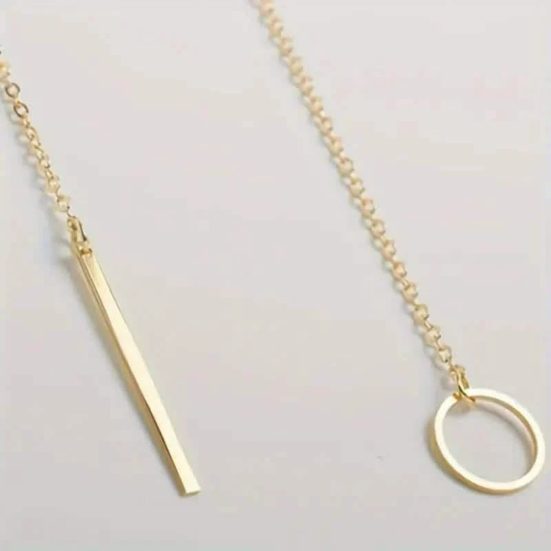 Chic Ethnic-Inspired Alloy Circle & Rod Pendant Necklace by DailySale