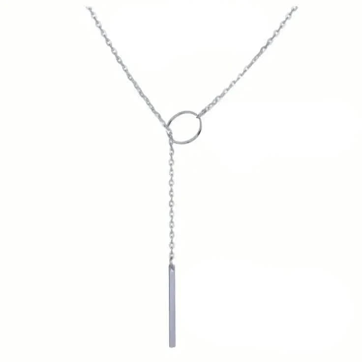 Chic Ethnic-Inspired Alloy Circle & Rod Pendant Necklace by DailySale