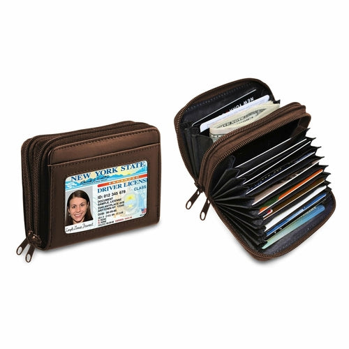 RFID Genuine Leather Credit Card Wallet for Women w/ ID Display Window by Cerulean Grapevine