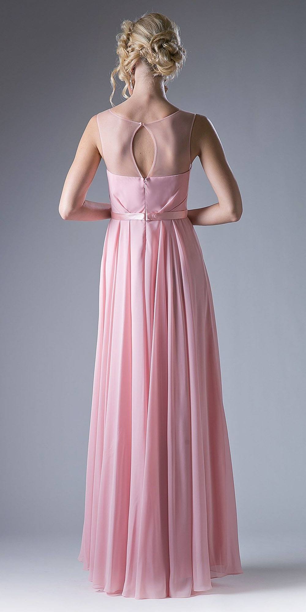 Cinderella Divine CJ236 Illusion Cowl Neckline A-Line Long Dress by DiscountDressShop