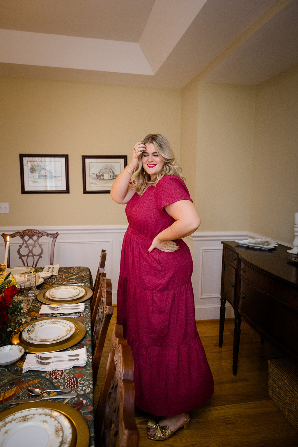 The Sarah Maxi Dress in Sugar Plum Dobby - Final Sale by Carla Kiley Collection
