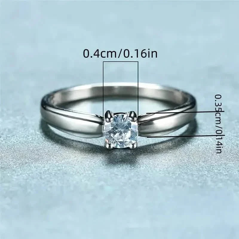 Classic 4-prong Set Round Zirconia Ring For Women by DailySale