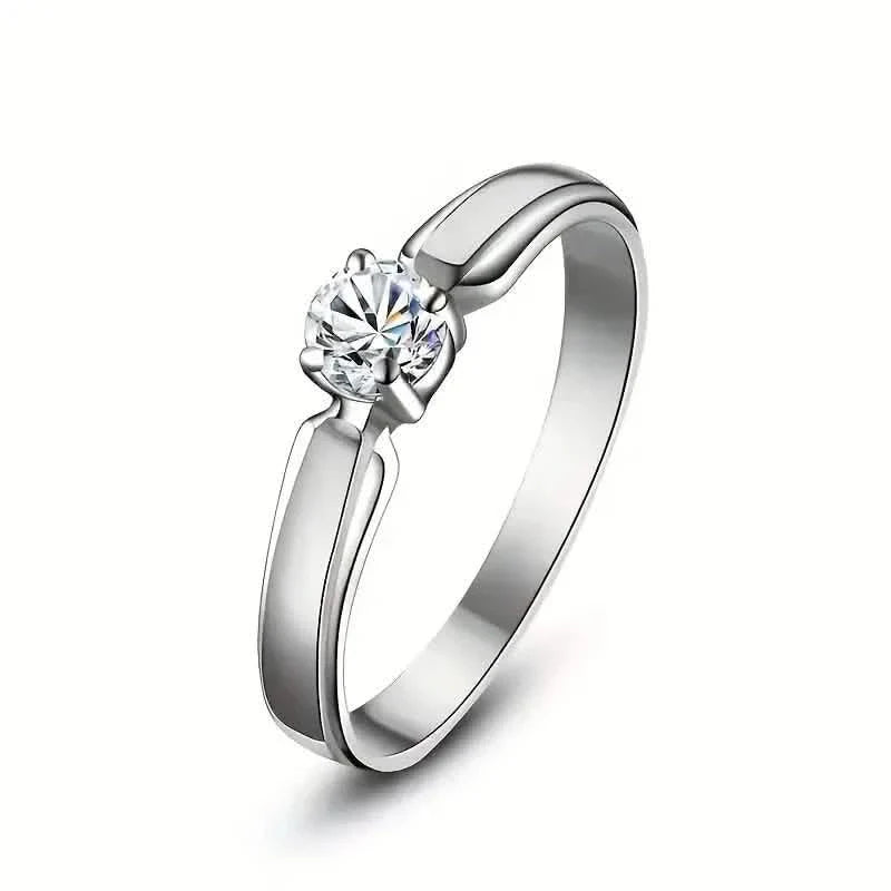 Classic 4-prong Set Round Zirconia Ring For Women by DailySale