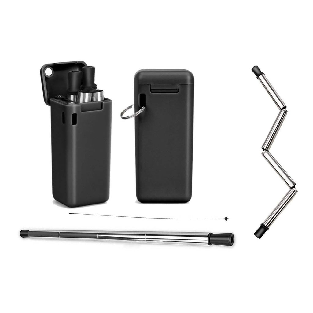 Collapsible, Portable, And Reusable Stainless Steel Drinking Straw With Case by DailySale