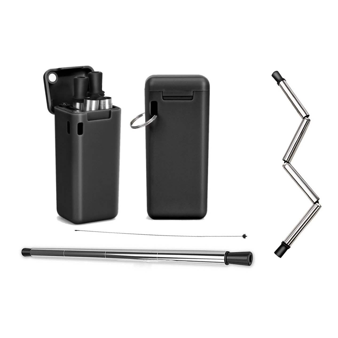Collapsible, Portable, And Reusable Stainless Steel Drinking Straw With Case by DailySale