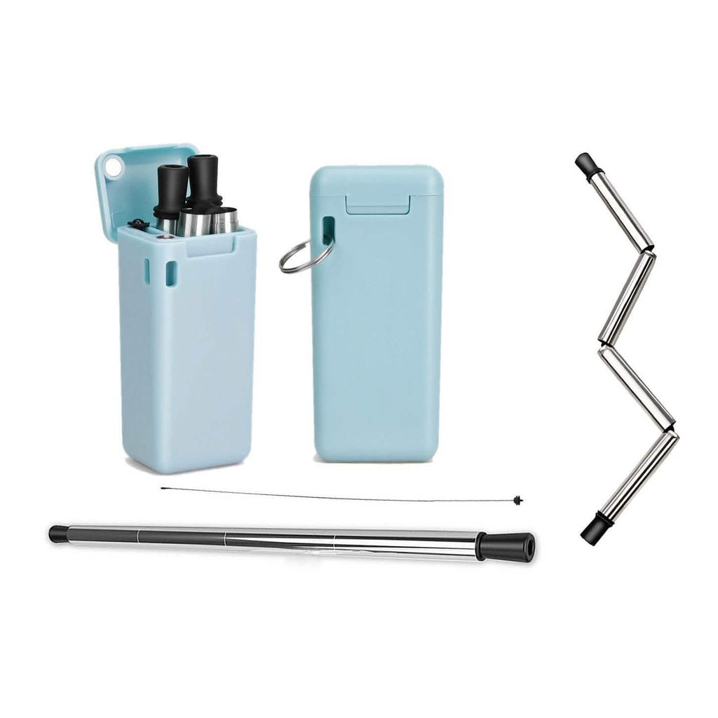 Collapsible, Portable, And Reusable Stainless Steel Drinking Straw With Case by DailySale