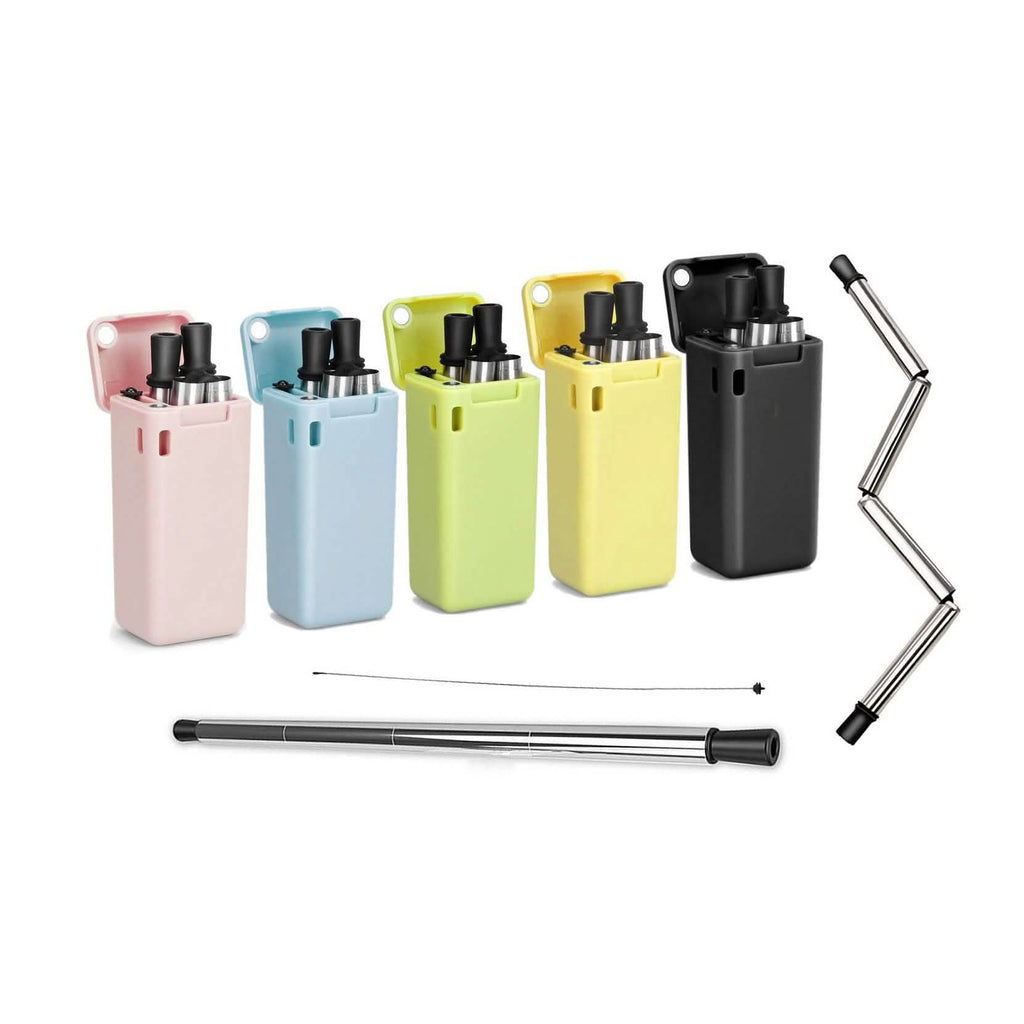 Collapsible, Portable, And Reusable Stainless Steel Drinking Straw With Case by DailySale