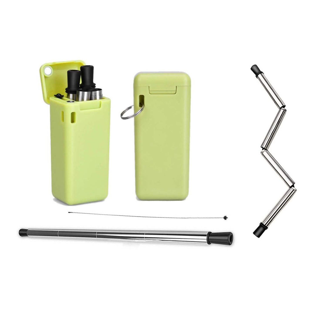 Collapsible, Portable, And Reusable Stainless Steel Drinking Straw With Case by DailySale