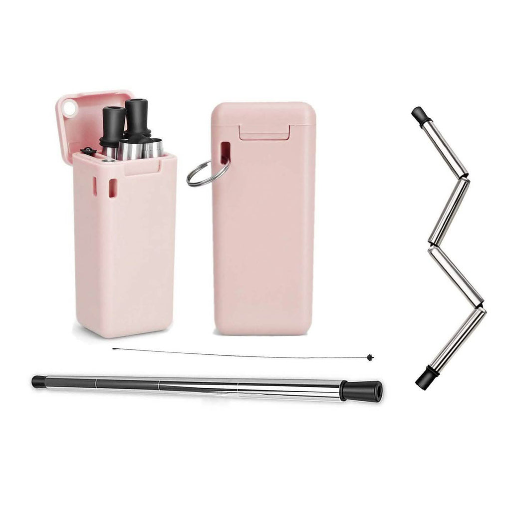 Collapsible, Portable, And Reusable Stainless Steel Drinking Straw With Case by DailySale