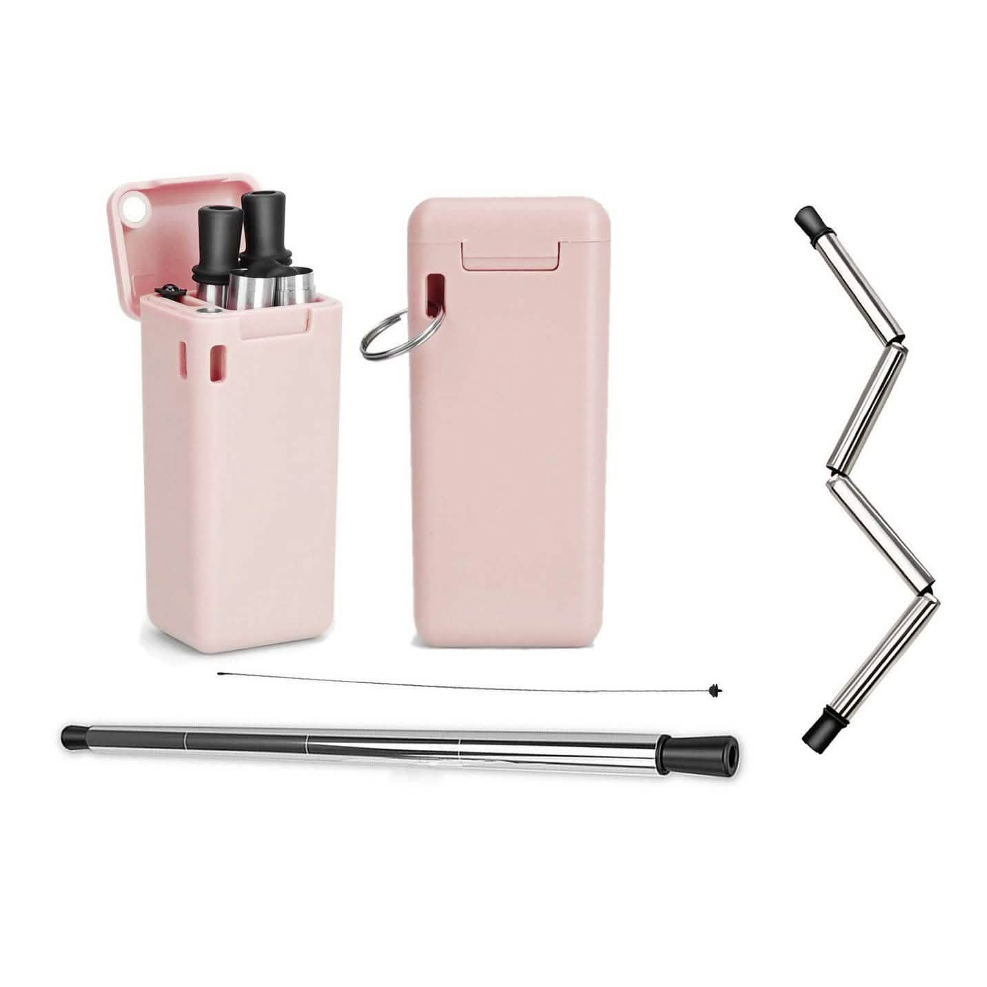 Collapsible, Portable, And Reusable Stainless Steel Drinking Straw With Case by DailySale
