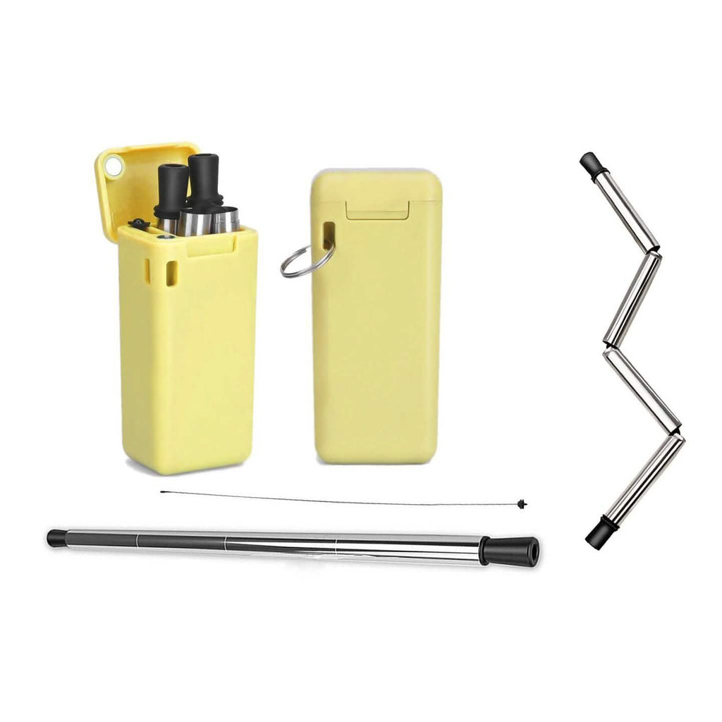 Collapsible, Portable, And Reusable Stainless Steel Drinking Straw With Case by DailySale