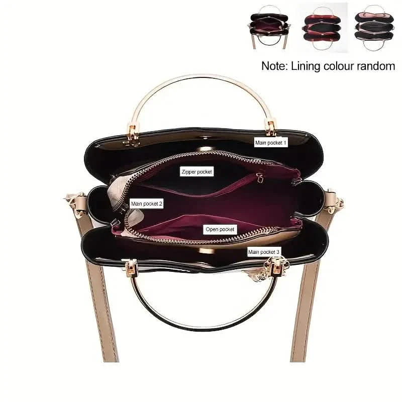 Color Block Satchel Bag with Metal Tassel Decor and Crossbody Strap by DailySale